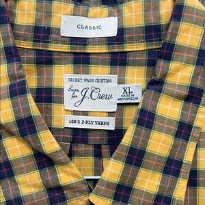 J. Crew Yellow and Navy Plaid Button-Down Shirt